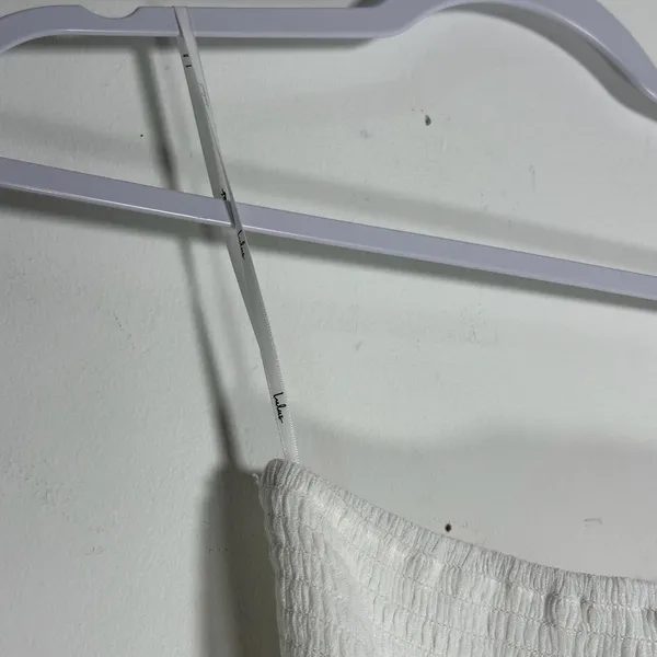 Lulus White Smocked Tiered‎ Maxi Dress Tie Back Lace Trim Small - Image 10