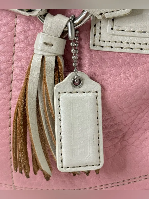 Vintage Coach Y2K Hamptons Carryall Satchel Bag Pink Leather Coquette F13084 - Image 5