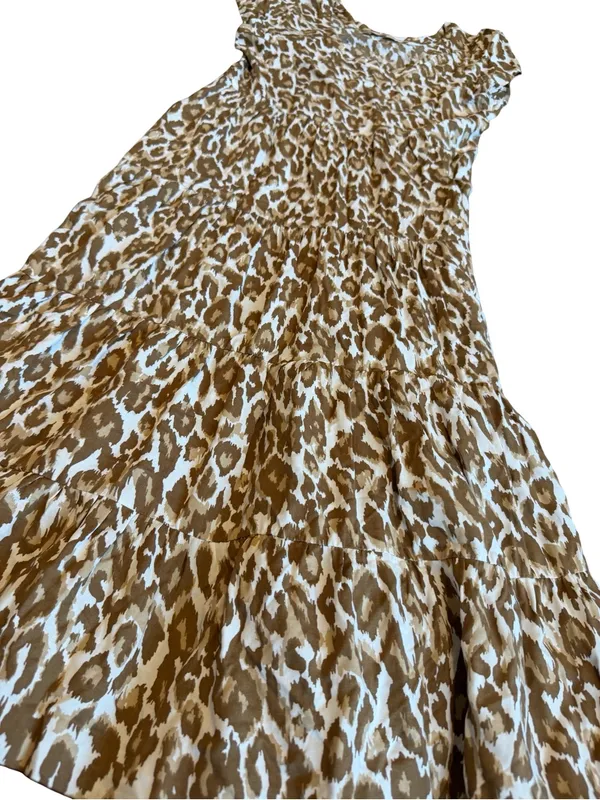 Soft Surroundings Kara Animal Print Maxi Dress Flowy Tiered Neutral Size XS - Image 7