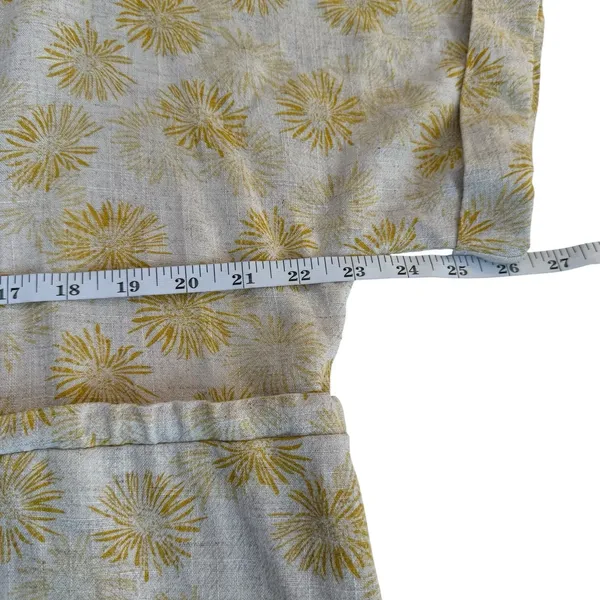 Entro Beige Yellow Linen Blend Dress Size Large Boho Chic Bohemian Sunburst Sun - Image 9