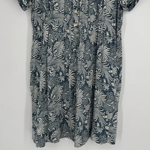 Faherty Gemina‎ Dress Size Small Blue White Printed Linen Blend Beachy Coastal - Image 6