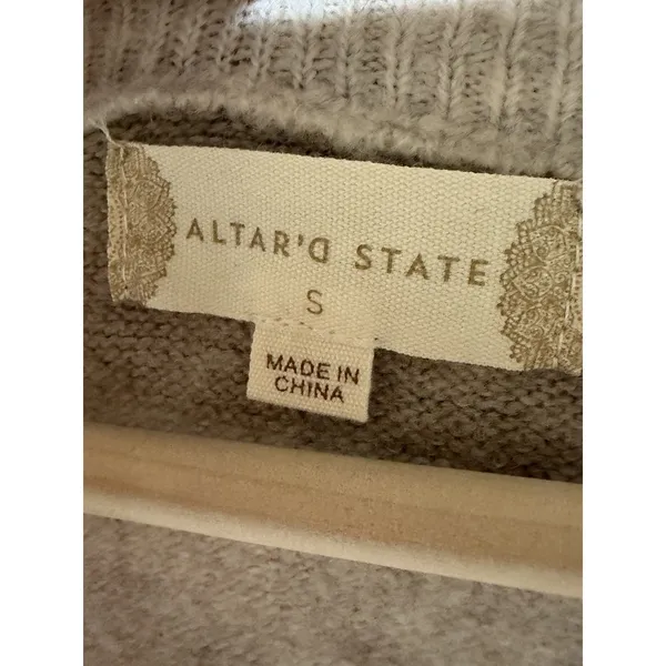 Altar'd State Striped Cropped Sweater Women's Small V Neck Soft Knit Pullover - Image 3