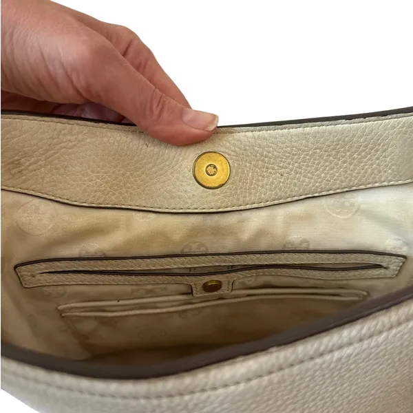 Tory Burch Frances Satchel‎ Colorblock Leather Navy Cream Tan - Image 11