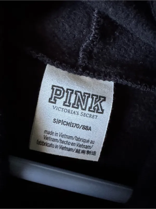 PINK Victoria's Secret Black Cropped Hoodie with Mint Logo - Image 2