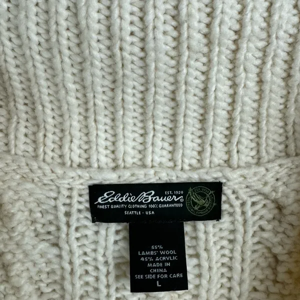 Eddie Bauer Cable Knit Sweater Vest Cardigan Sz Large Wool Blend Button Front - Image 9