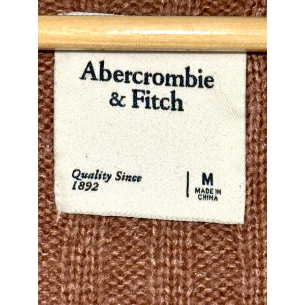 Abercrombie & Fitch Brown Ribbed Knit Long Sleeve Pullover V-Neck Sweater Size M - Image 4