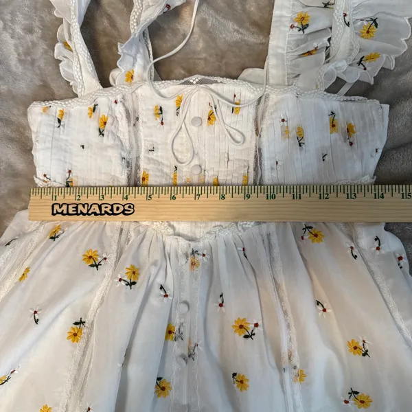 For Love & Lemons Leanne Mini Dress White Floral Embroidered Size Small - Image 9