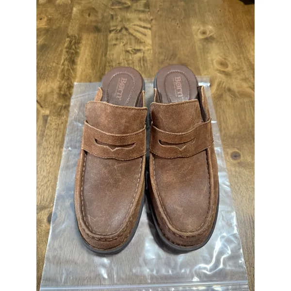 EUC Womens BORN‎ Gala platform loafer mule brown leather shoes size 9M Y2K - Image 3