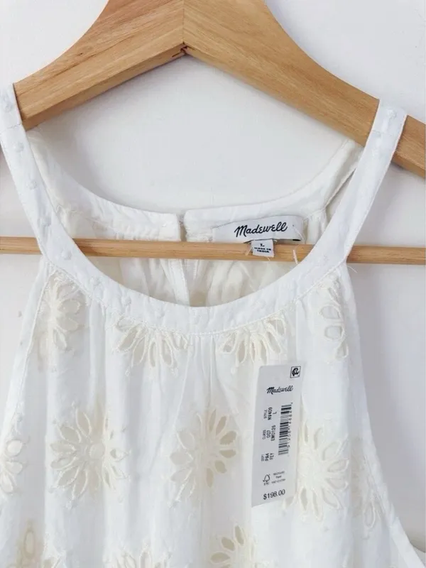 Madewell $198 Embroidered Drop-Waist Maxi Dress Floral Eyelet Ivory Size XXS - Image 13