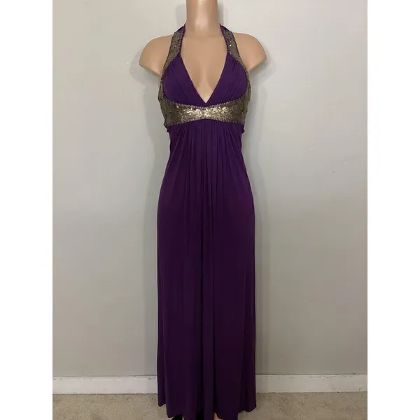 New. SKY purple halter embellished maxi dress. Small. Retails $259 - Image 3