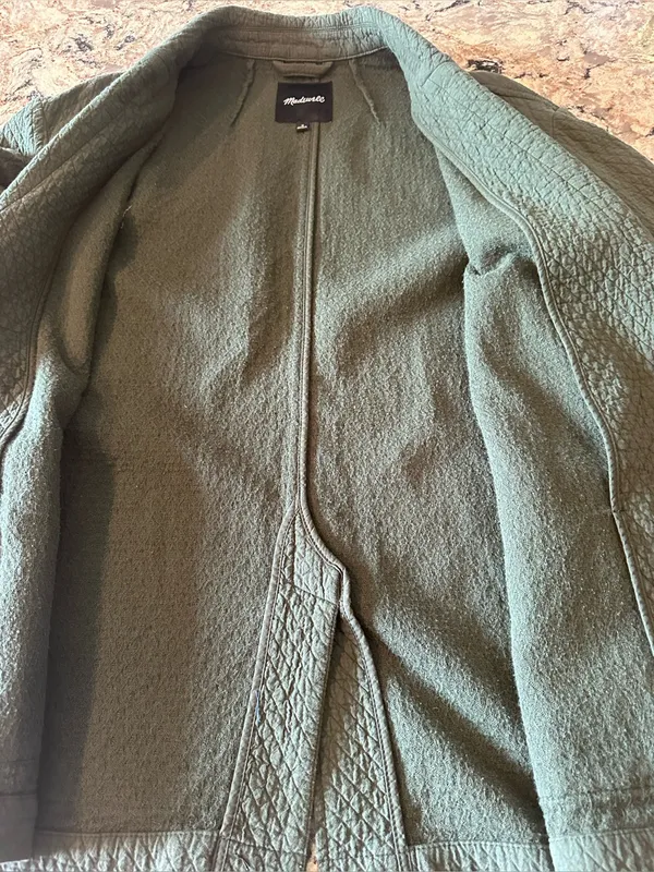 Madewell Diamond Jacquard Shaw Blazer Dark Forest Green Size Medium 100% cotton - Image 9