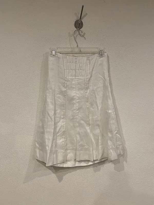 DISSH Simona Linen Mini Dress Womens 2 White Strapless Smocked Zip Short - Image 5