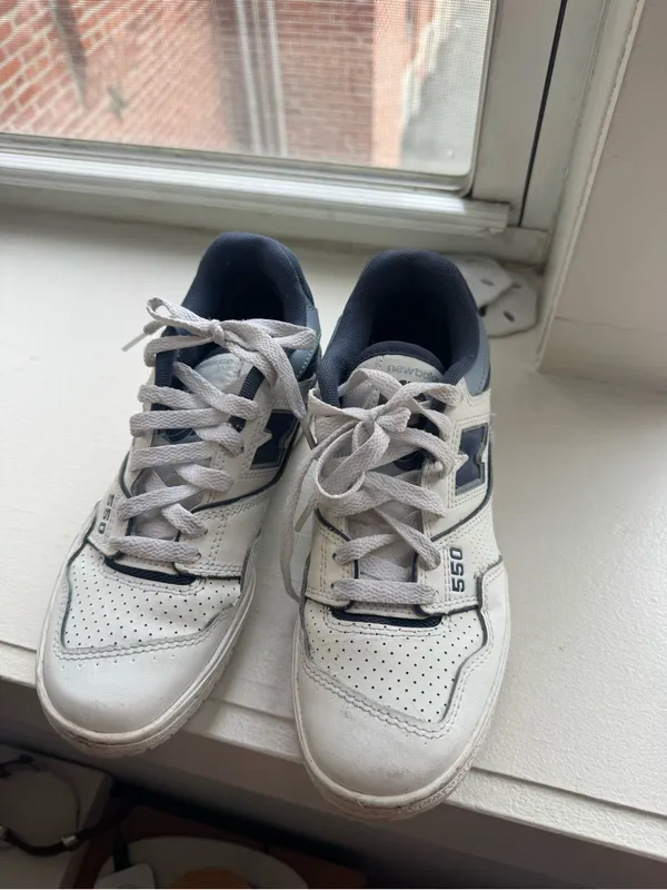 New Balance 550 Women’s White and Navy Leather Sneakers - Image 4