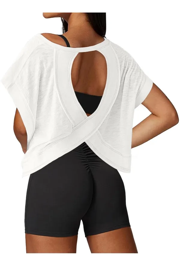 Open Back Workout Top White - Image 2