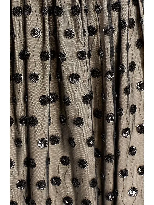 Eliza J Cocktail Dress Womens 6 Black Tan Excellent Sequin Polka Dot Belted - Image 11
