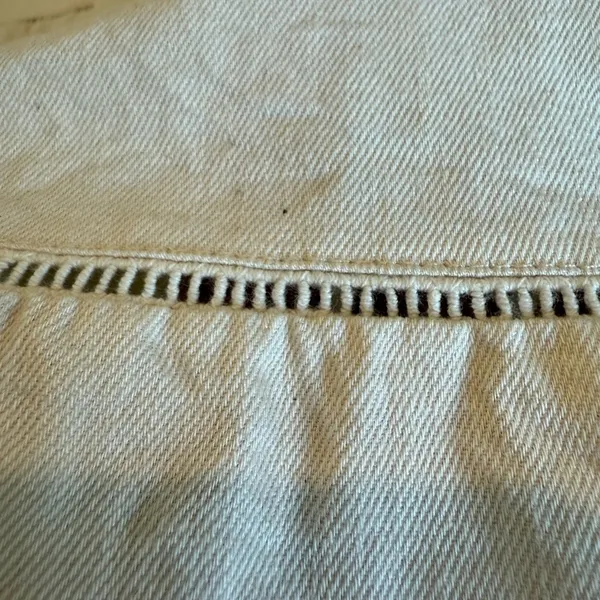 Old Navy Women Square Neck Longsleeve Cream Top Size Large Tiered Cotton Fall - Image 4
