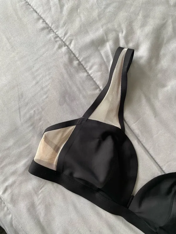 Victoria's Secret NWOT Bralette Plunge Black & Beige Mesh Size LARGE - Image 5