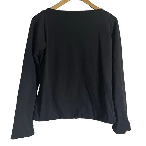 Patagonia Solid Black Organic Cotton Blend Boat Neck Long Sleeve Shirt Size S - Image 6