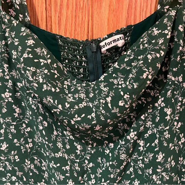 Reformation Camii Long Sleeve Chiffon Minidress‎ in Green Floral Parsley Size 0 - Image 7