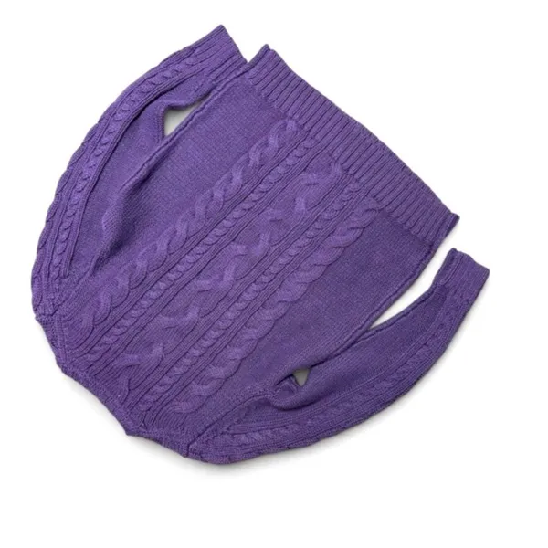 LLBean Royal Purple Cable Knit Long Sleeve Sweater Large - Image 4