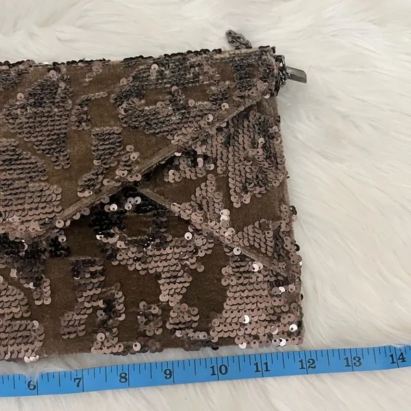 Lulus Bronze Sequin Envelope Convertible Crossbody/ Clutch NEW - Image 7