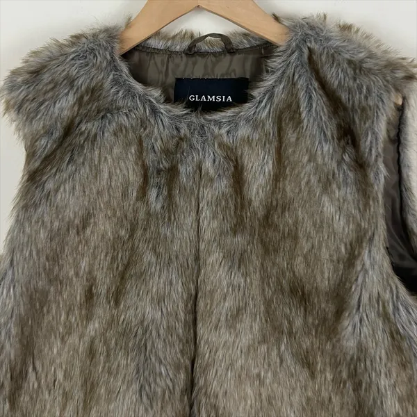 NWT Glamsia Faux Fur Vest in Tan/Brown Size XL - Image 4