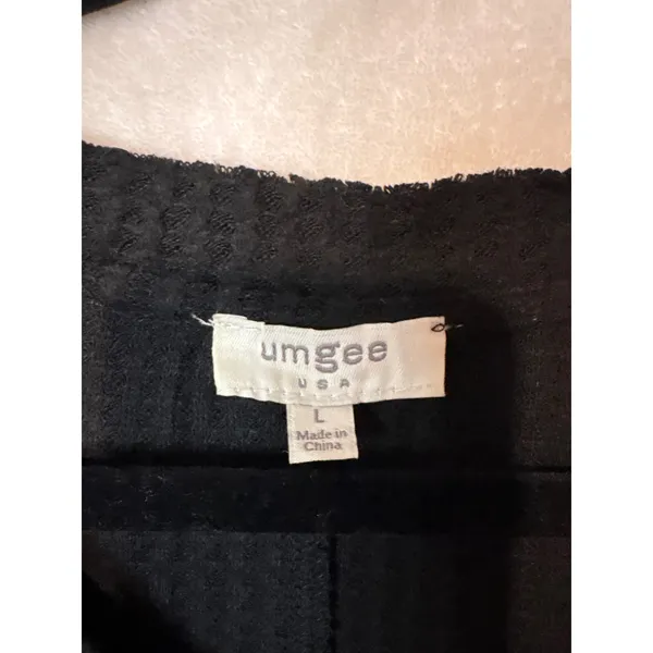 Umgee Black‎ Waffle Knit Cardigan Button Front Oversized V-Neck Sweater M - Image 4