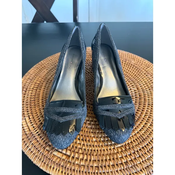 Bandolino Bdodonna Grey Tweed Patent Leather Kiltie Block Heel Pumps Womens‎ 8M - Image 2