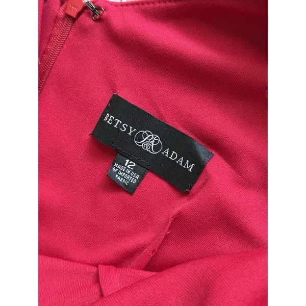 Betsy & Adam Jordan Cape Sleeve Crepe Sheath Midi Dress Size 12 Red Cocktail - Image 4