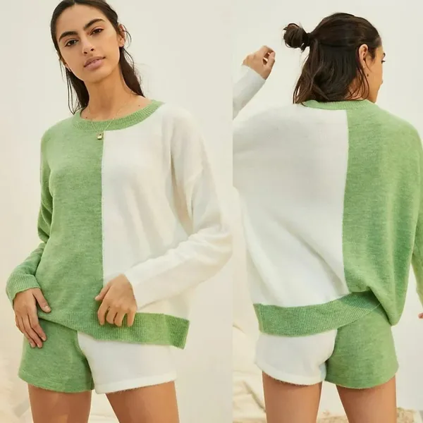 Anthropologie Lea Color blocked Knit Lounge Shorts Size Large NWOT $118 - Image 3