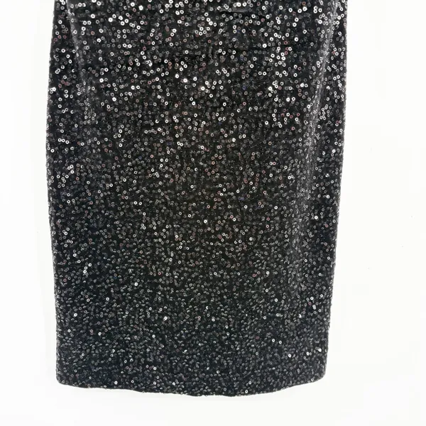 Zara Womens Black Sequin Padded Shoulder Open‎ Back Glam Cocktail Mini Dress XS - Image 7