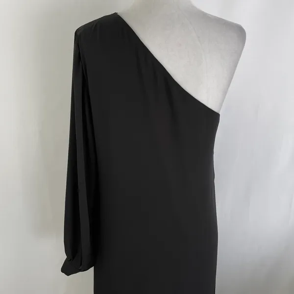 New Krisa One Sleeve Maxi One Shoulder Long Sleeve Side Slit Dress Black Size XS - Image 13