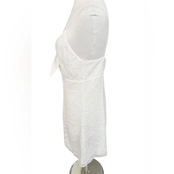 Alice + Olivia White Roe Tie Front Textured Mini Flare Slip Dress Size 12 NEW - Image 7