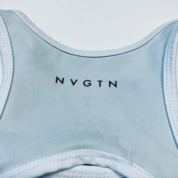 NVGTN Sports Bra‎ Women XS Light Blue Keyhole Racerback Activewear - Image 7