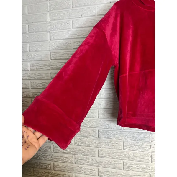 Free People movement Cherry hoodie plush women's size small pink red cozy winter - Image 3