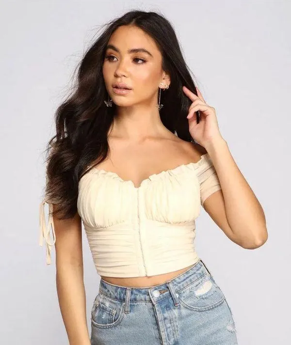 Windsor Hooked In Ruched Crop Top - Image 3