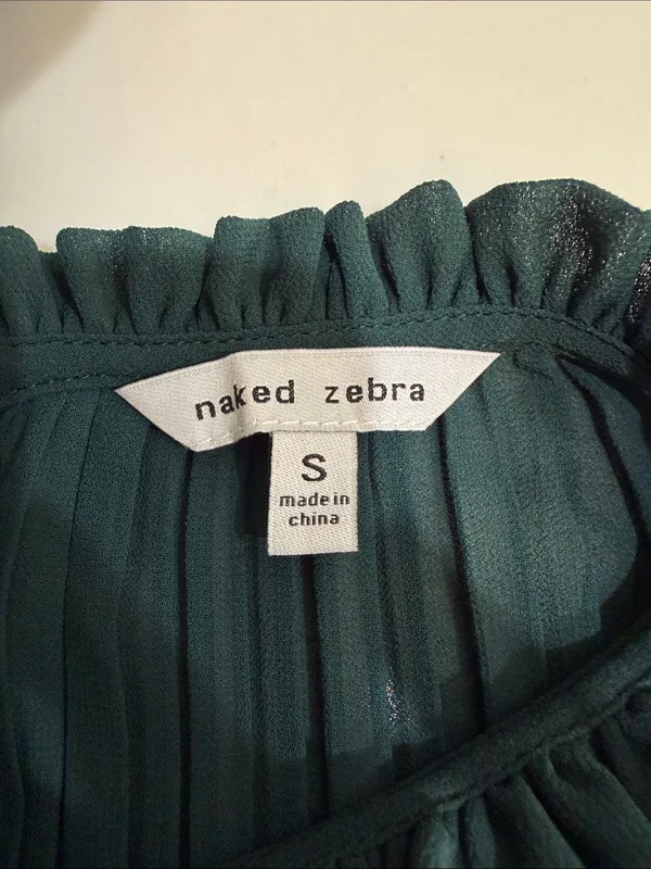 Naked Zebra Hunter green sleeveless peplum top - Image 5