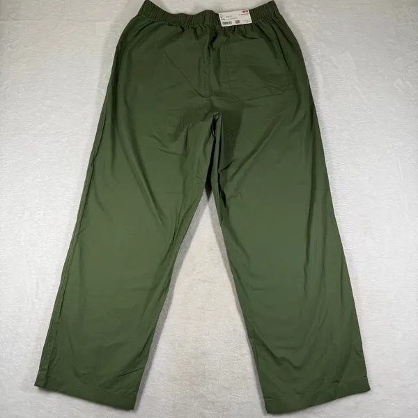 Uniqlo Olive Green Cotton Wide Leg Relaxed Elastic Waist Pants 272-482243 M - Image 10