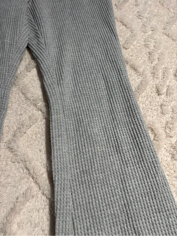 Aerie xsmall gray waffle knit pants flare - Image 5