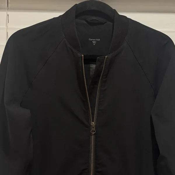 Garnet Hill‎ Size XS Black Longline Bomber Full Zip Jacket Water-Resistant Coat - Image 4