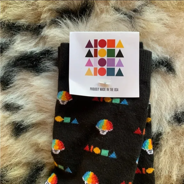 Soley Aloha Shave Ice Socks Hawaii Black Paia Boutique Maui - Image 3