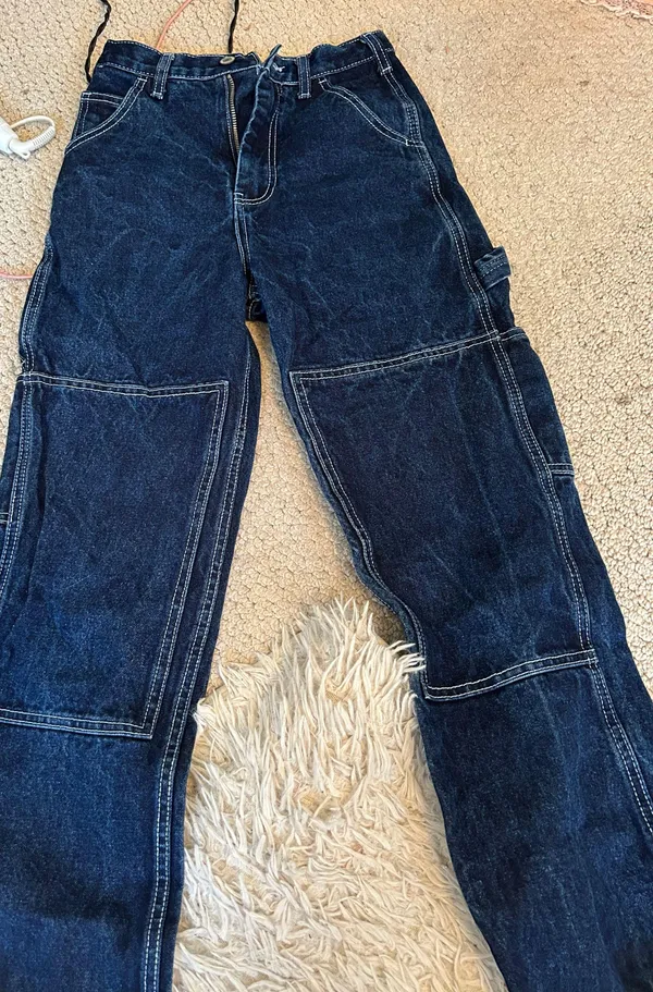 Brandy Melville J Galt Dark Wash Cargo Carpenter Jeans - Image 2