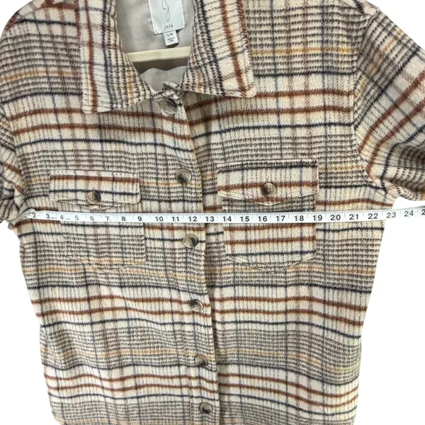 Joie Plaid Shacket Womens L Tan Beige Rustic Jacket - Image 6