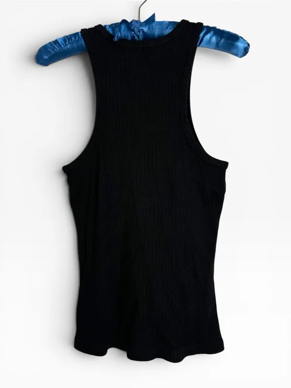 AGOLDE Bailey Black ORGANIC COTTON Ribbed Knit Tank Top Sleeveless stretchy Sm - Image 7