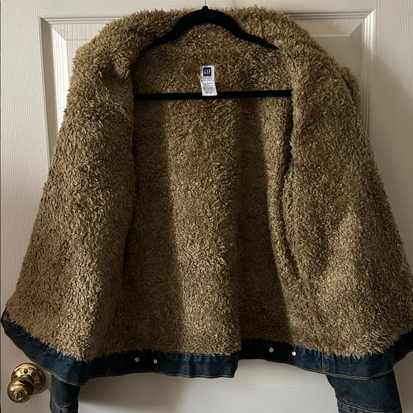 Gap Vintage 2003 Sherpa Lined‎ Jean Jacket Fleece Blue Denim Trucker Style Y2K - Image 13