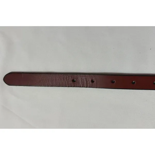 Timberland Brown Leather Belt Skinny Waist X-Stitch Keeper Logo Size M Mahogany - Image 5