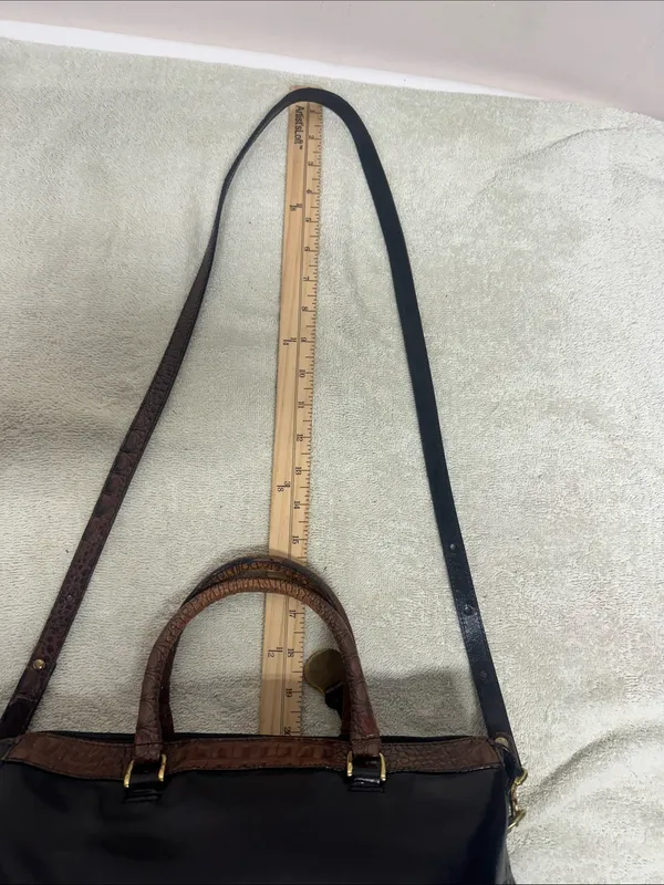 Brahmin Black and Brown Leather Crossbody Satchel-Crossbody - Image 9