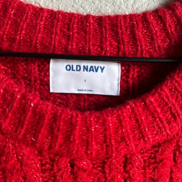 ❤️Old Navy Red Crew Neck Cable Knit Sweater - Image 3