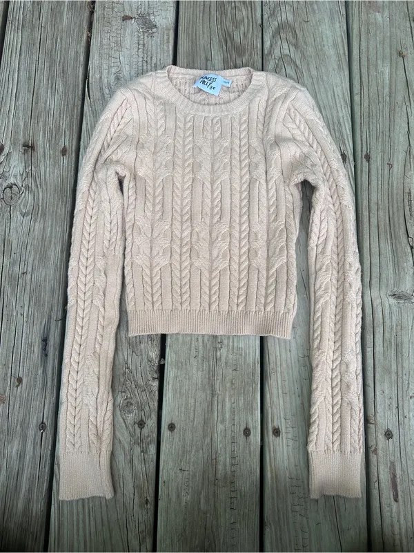 Princess Polly Tan/ Beige cable knit pullover sweater,  Size XS/S - Image 2
