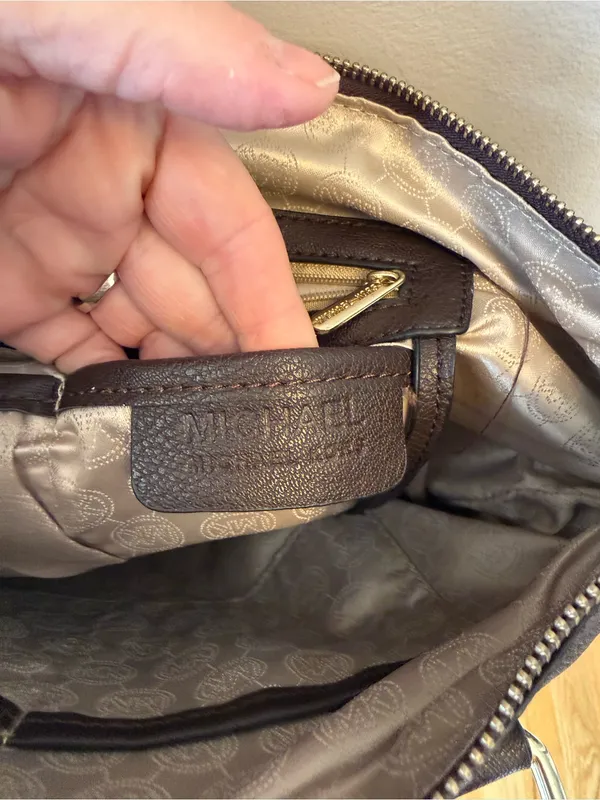 Michael Kors Dark Brown Leather Shoulder Bag with Gold Hardware - Image 3